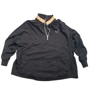 PINK Victoria's Secret Quarter Zip Sweatshirt Women L Gray Eighty Six Dog Logo